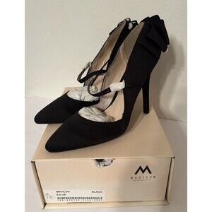 Shoe Dazzle Mary Jane Stiletto Pump With Bow Accents Black Size 8.5 NIB